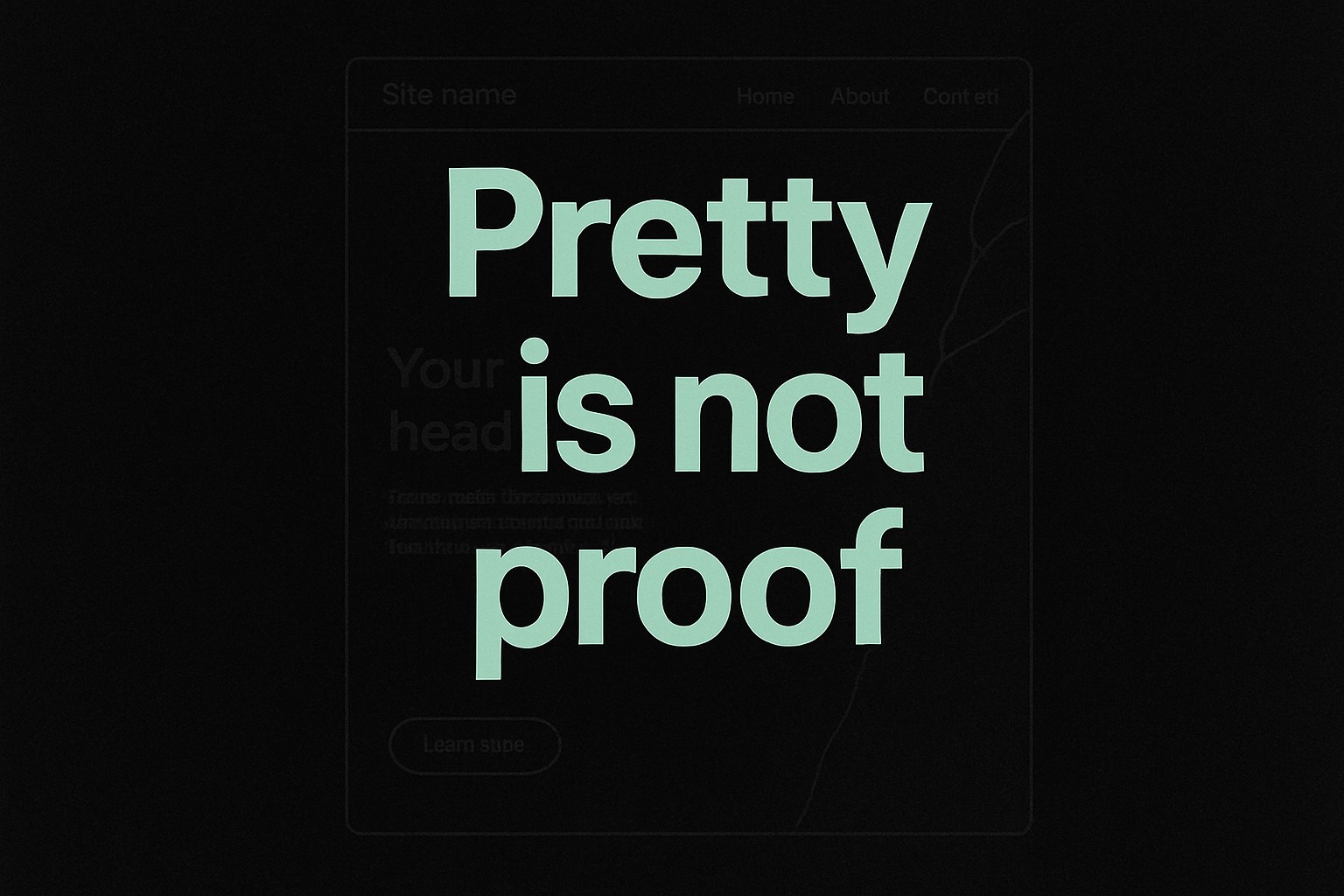 A polished website design on a laptop screen alongside a handwritten checklist with items left unchecked, representing the gap between visual polish and proven website quality.